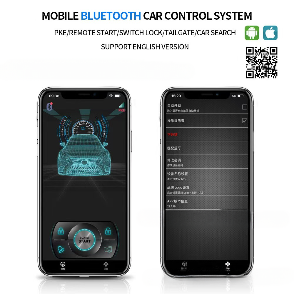 Hot Sales Fits Toyota Car General Mobile Phone Bluetooth Control Car One Key Start Keyless Entry Remote Start One-way Alarm