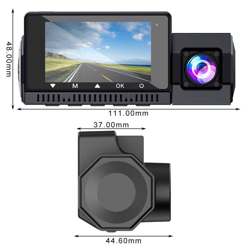 4K+1080P Dual Camera Dash Cam with IR Night Vision Loop Recording, and Wide Angle Lens - 3.16 Inch IPS Screen Car Dvr Blackbox