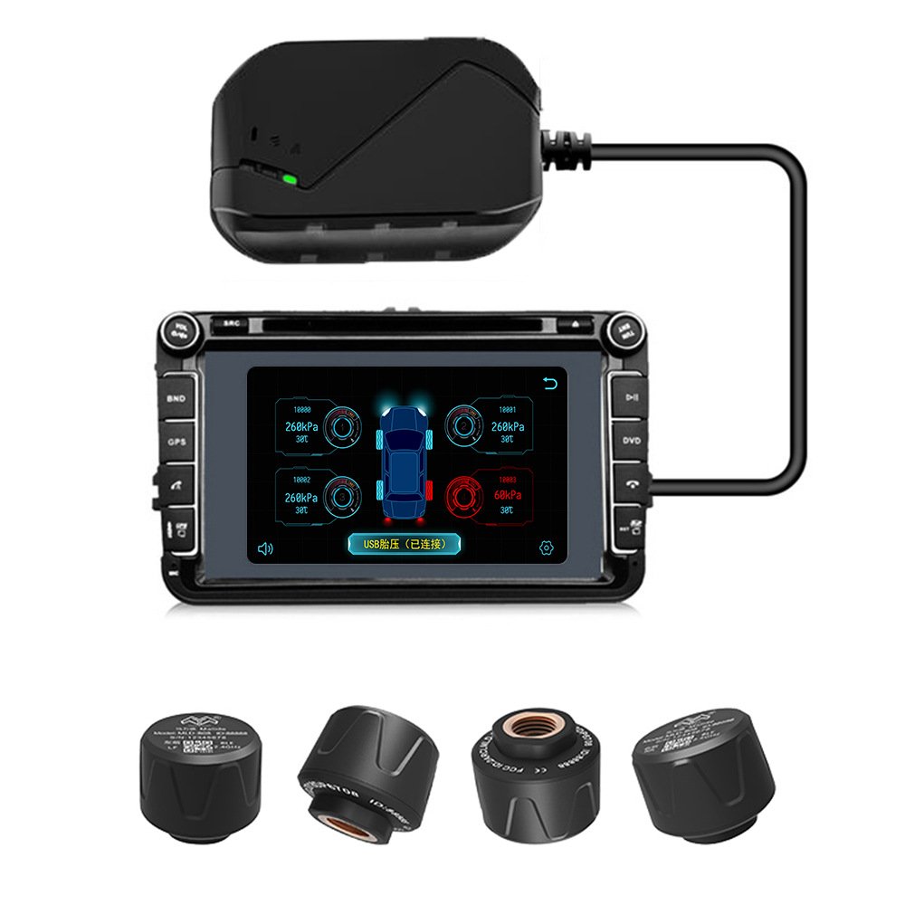 24 Hours Detection Car Alarm LED Display 433MHz Auto Tire Pressure Usb Tpms for Android Car System