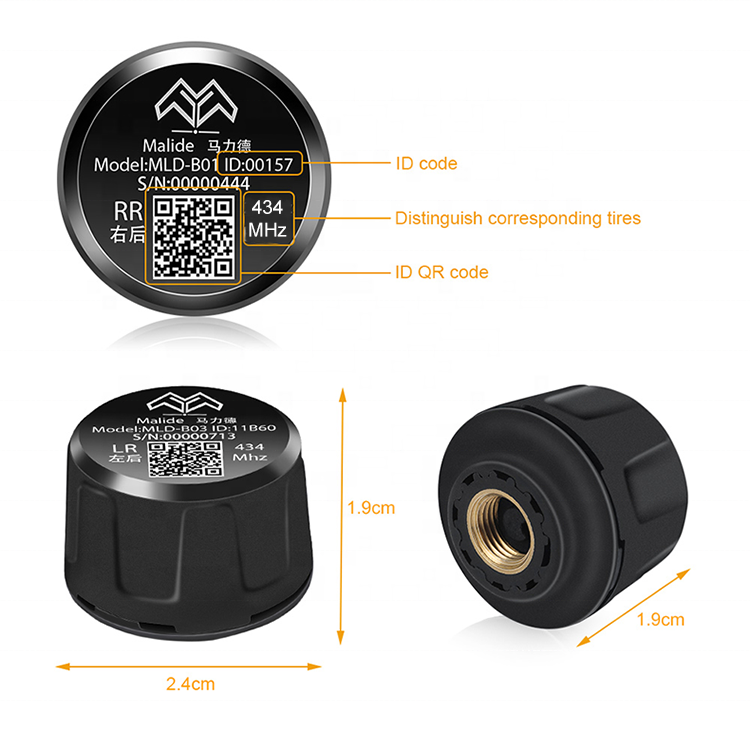 24 Hours Detection Car Alarm LED Display 433MHz Auto Tire Pressure Usb Tpms for Android Car System