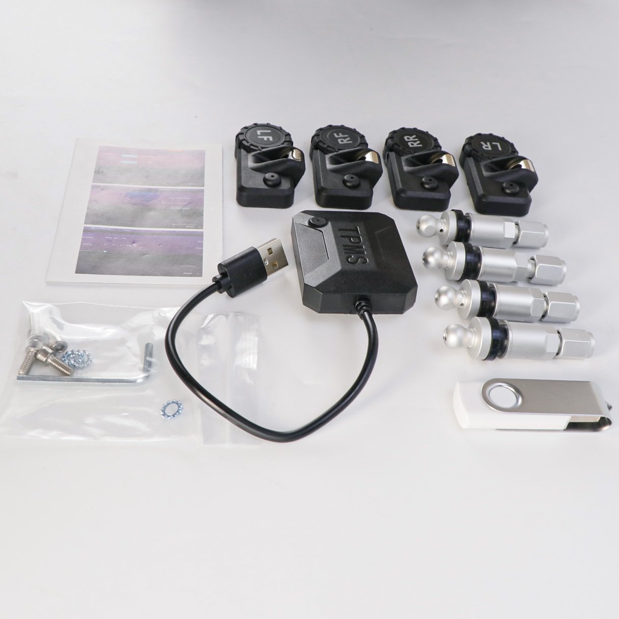 Factory 8 Bar 4 Valves Car Auto Tire Pressure Usb Tire Pressure Alarm Security Internal Sensors Universal Tire Pressure Sensor
