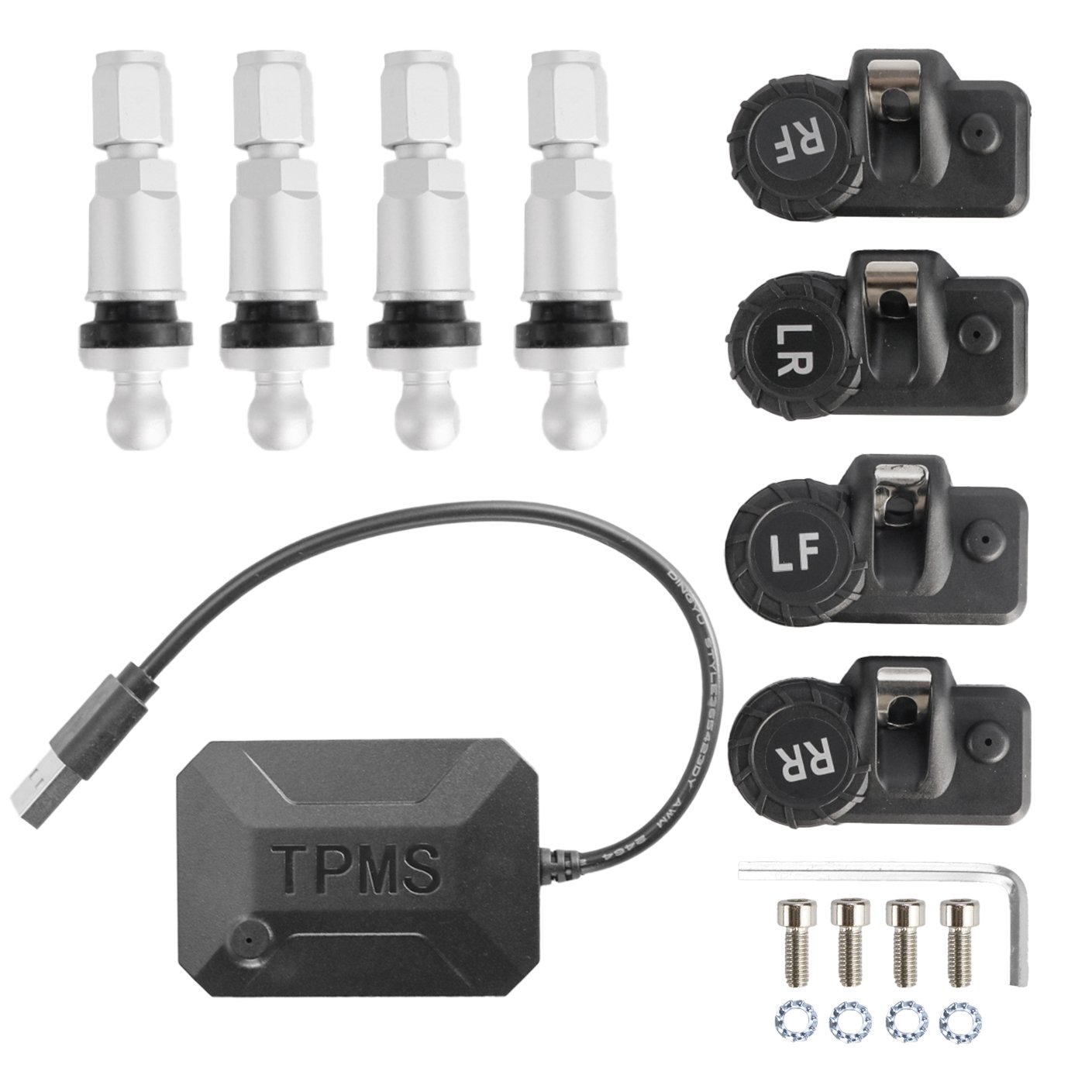 Factory 8 Bar 4 Valves Car Auto Tire Pressure Usb Tire Pressure Alarm Security Internal Sensors Universal Tire Pressure Sensor