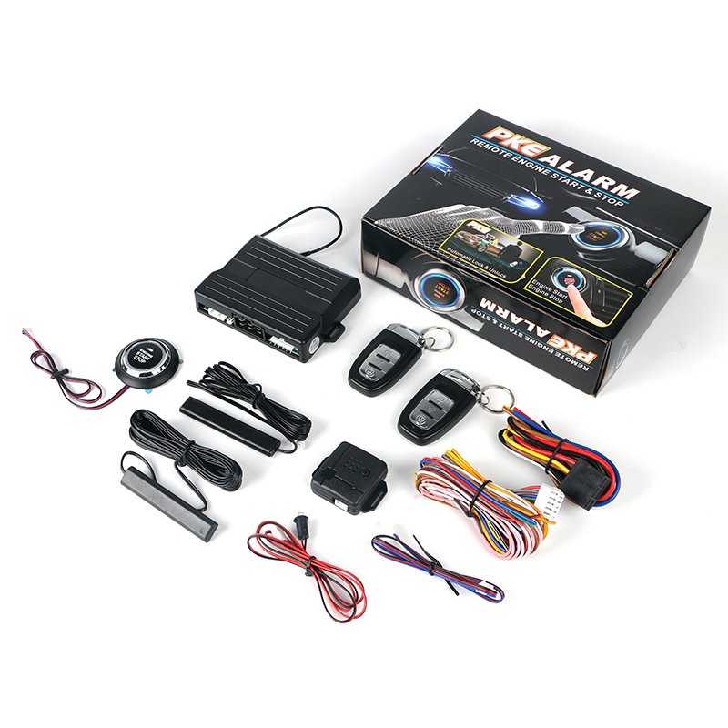 Universal Passive Keyless Entry Car System Engine Start Push Button Car Alarm Features Remote Starter Pke Car Alarm