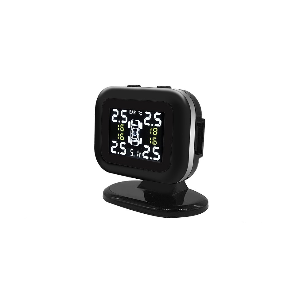 Solar Powered Car Tire Pressure Monitoring System with Digital Display Waterproof Temperature Alarm and Warning Features