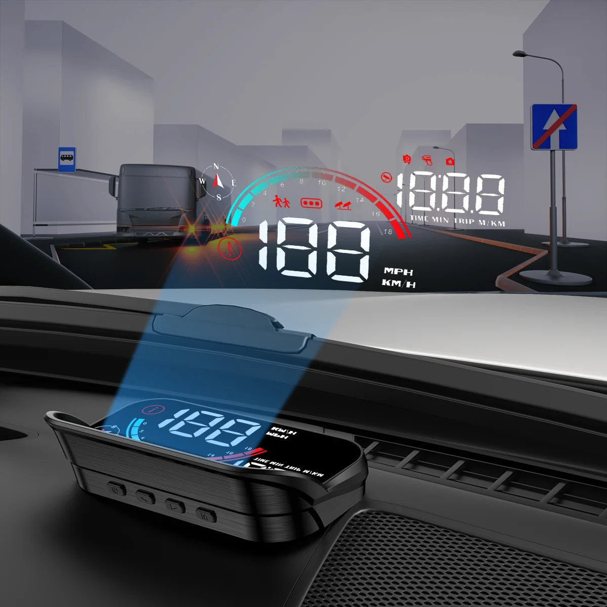 WiiYii 2025 Hot Sale M22 GPS Car HUD Head up Display Digital Speedometer with LED/LCD Clock Function Speed Over Alarm