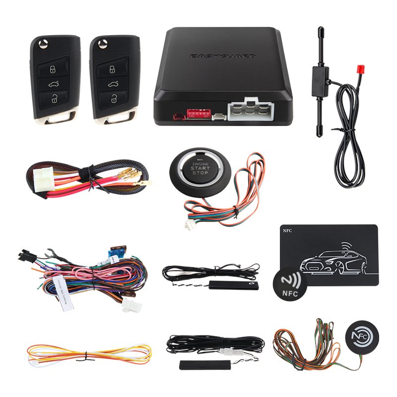 EASYGUARD Universal EC002-VG-NFC Car Alarm System with NFC Lock Unlock Passive Keyless Entry Remote Start Push Start Button