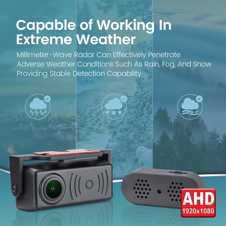 Millimeter Wave Radar Car Rear Camera AHD1080P Parking Sensor 165° Blind Spot Motion Detect Reverse Backup Alarm Easy to Install