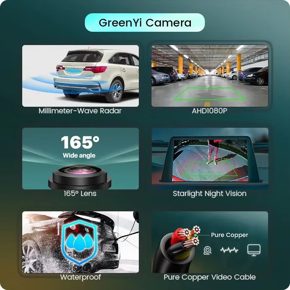 Millimeter Wave Radar Car Rear Camera AHD1080P Parking Sensor 165° Blind Spot Motion Detect Reverse Backup Alarm Easy to Install