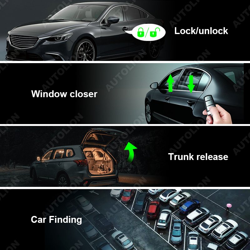 Remote Keyless Entry System Remote Start Stop Car Engine by Alarm Remote Unlock Action Auto Window up Output