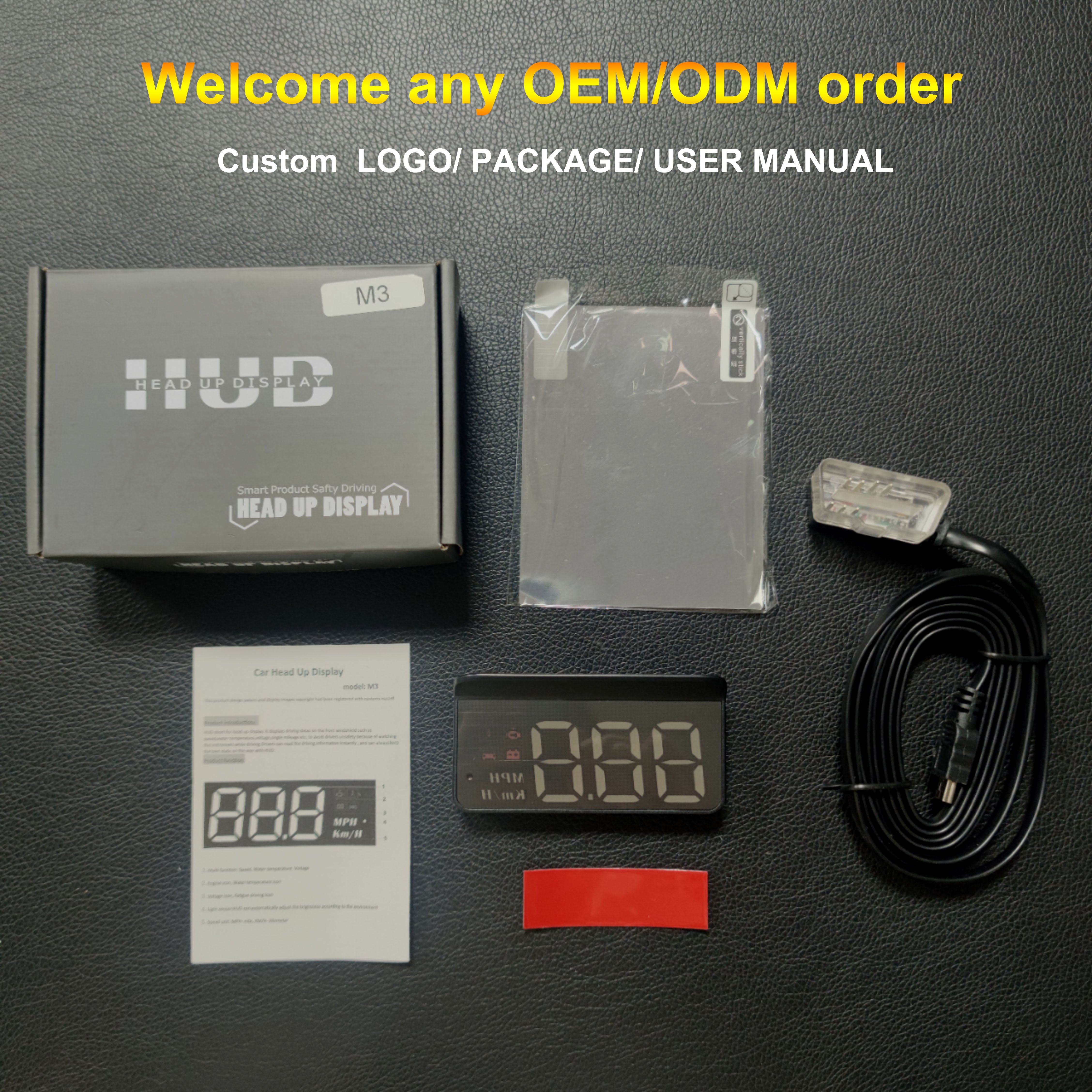 WiiYii Factory Car HUD M3 Windshield OBDII Mirror Speed Water Temperature Head up Display for Universal Cars