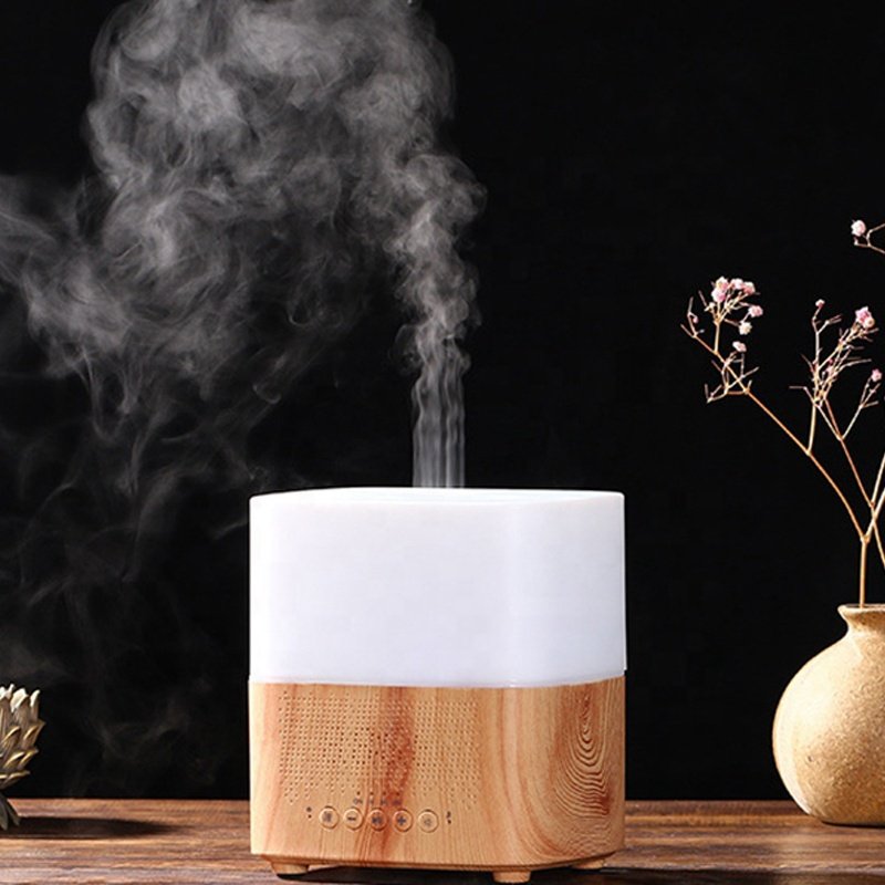 BT Speaker Air Humidifier Alarm Clock Radio Mist Sprayer Colorful Lights Wooden Mist Maker Diffuser Cool Mist Humidifier