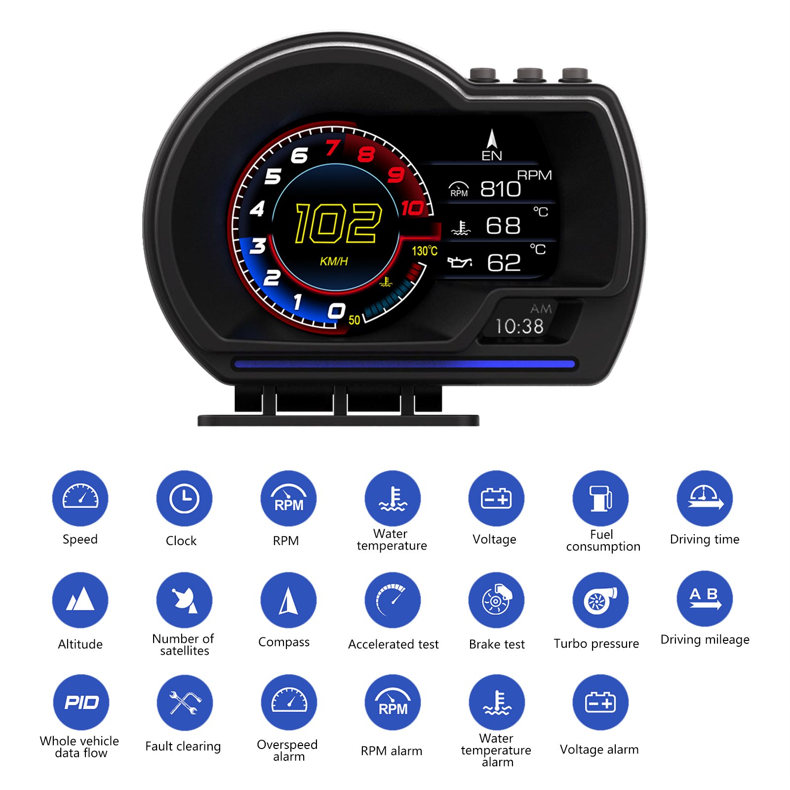 Hot Selling P6 Hud Car Head up Displays OBD2+GPS with Alarm Functions Driving Time Distance Car Accessories Speedometer