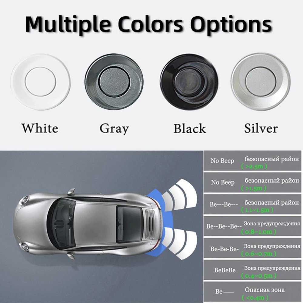 12V 4 Colors Car Parking Sensors Parking Kit LED Display 22mm 4 Sensors Backlight Reverse Backup Radar Monitoring System for Car