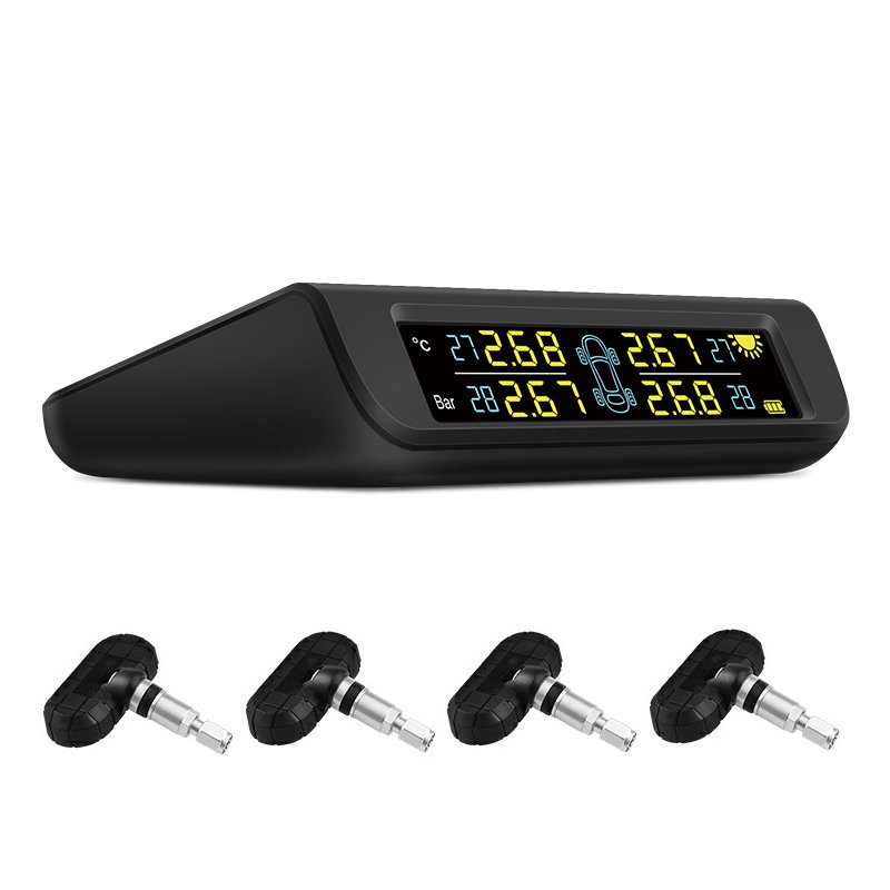 Solar Power Auto Security Alarm System Digital TPMS Car Tire Pressure & Temperature Monitor Tire Pressure Warning System