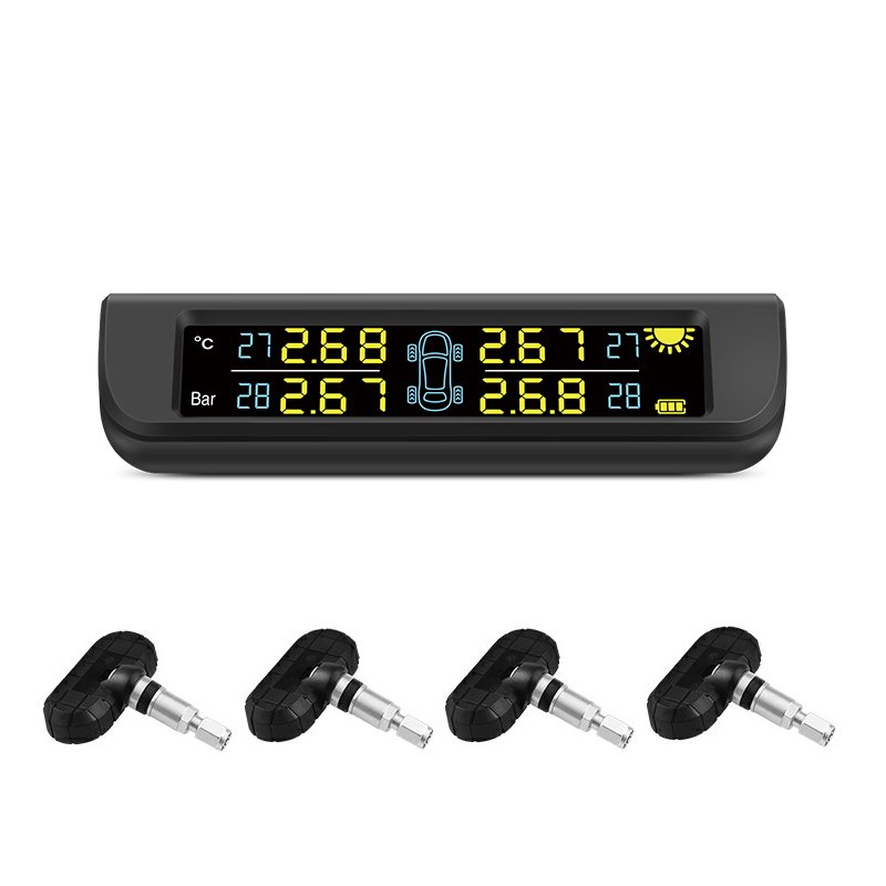Solar Power Auto Security Alarm System Digital TPMS Car Tire Pressure & Temperature Monitor Tire Pressure Warning System