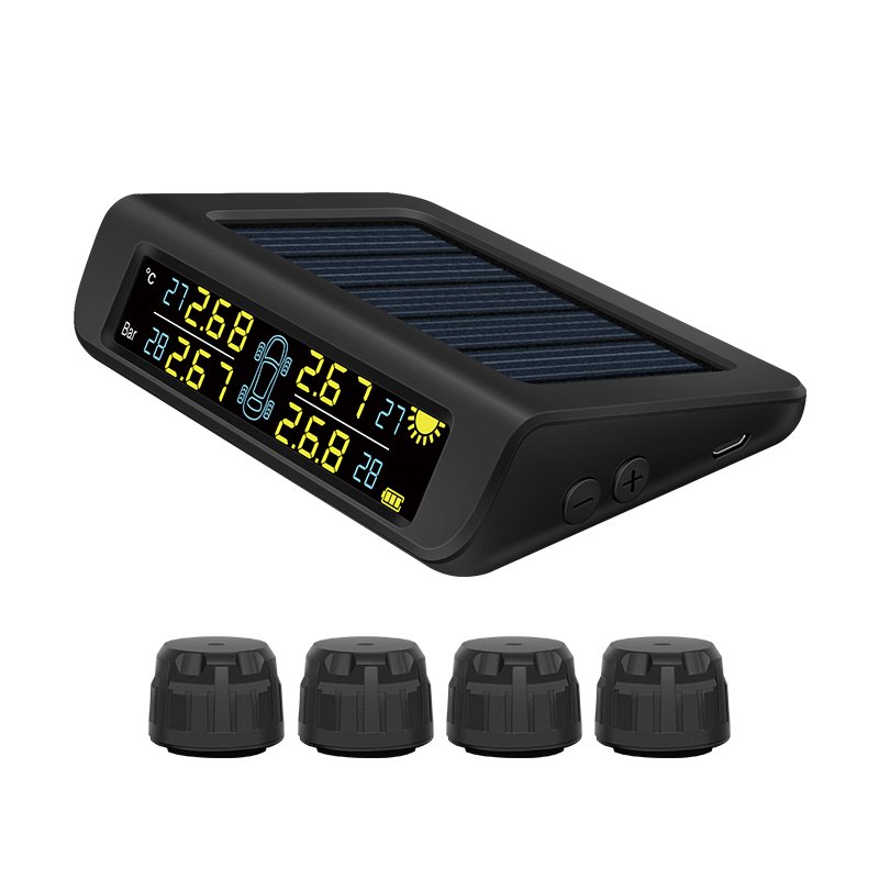 Solar Power Auto Security Alarm System Digital TPMS Car Tire Pressure & Temperature Monitor Tire Pressure Warning System