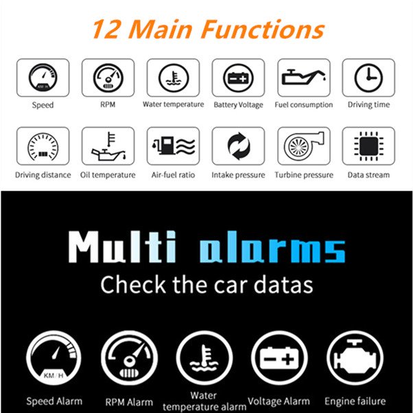 P10 Hud Head up Display Digital Car Computer Auto ECU Film Gauge Speedometer Electronic Monitor OBD 2 Car Accessories