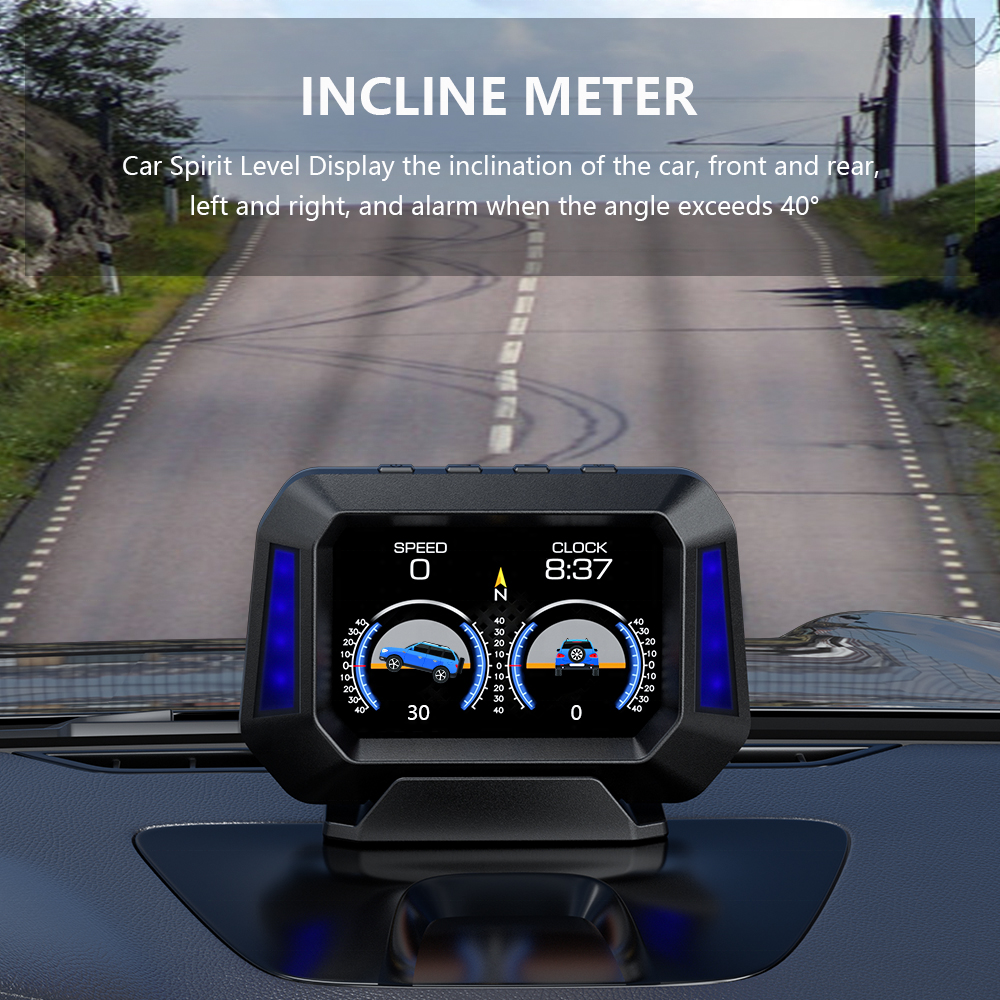 TFT LCD Universal P21 Multi-language Slope HUD OBD2 Gps Head up Display Car Speedometer Digital for toyota