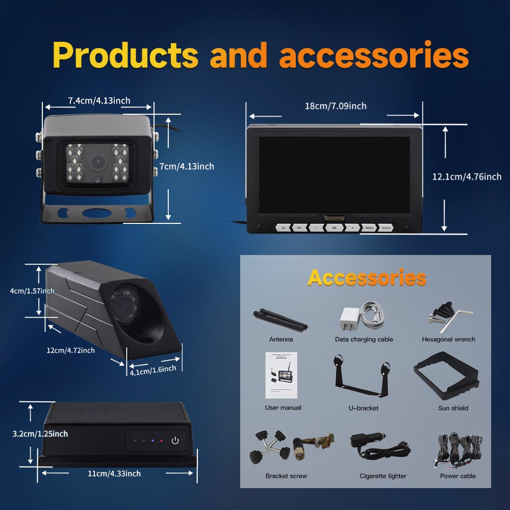 720P Wireless Car Reverse Aid System AHD Image 2 Magnetic Cameras for Safety Monitoring Collision Warning Parking Functions