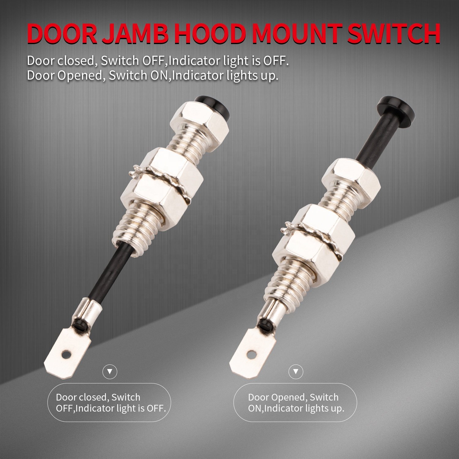Universal Auto Car Trunk Bonnet Alarm Security Hood Door Switch Pins on Off Momentary 20A 12VDC Adjustable Door Pin Switch