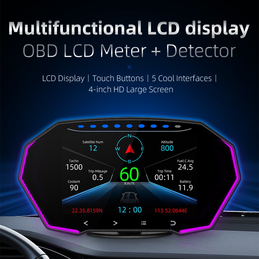 F11 HUD 5.5 Inch Big Screen OBD+GPS Head up Display with Multi-function Universal for All Cars