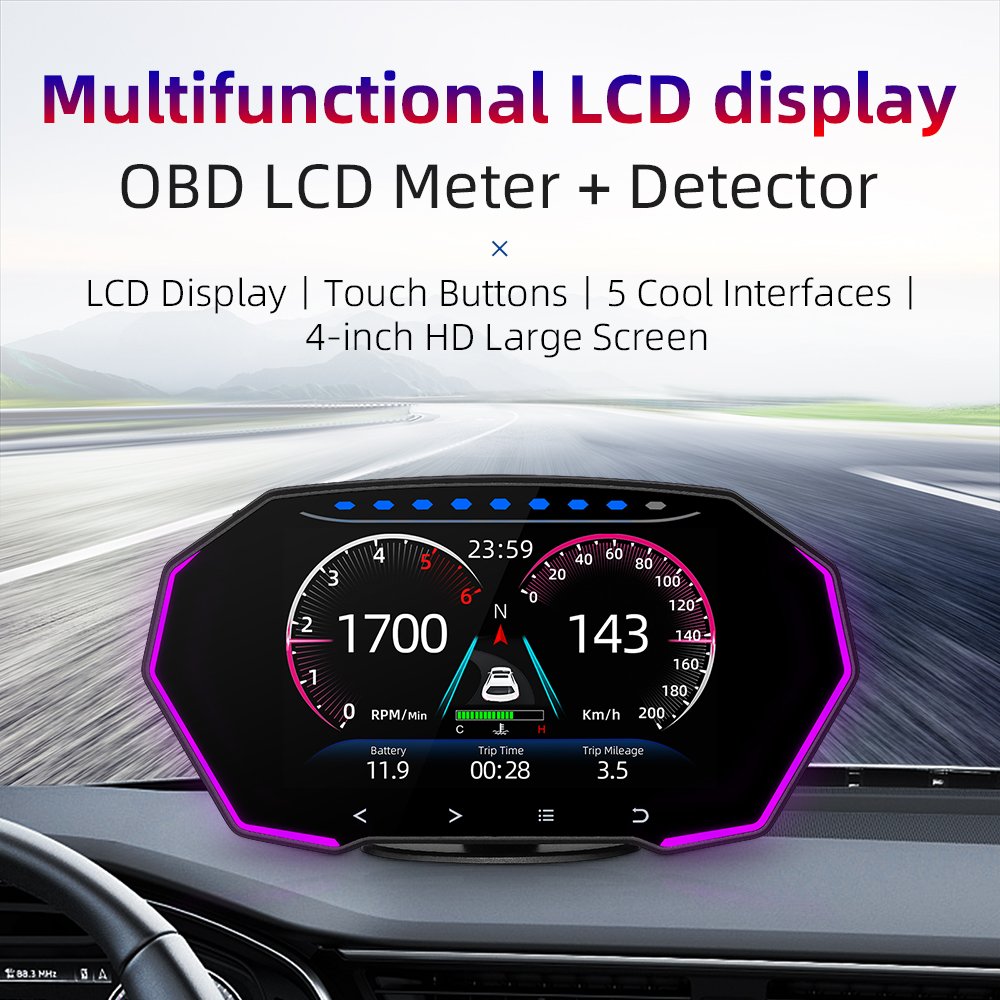 F11 HUD 5.5 Inch Big Screen OBD+GPS Head up Display with Multi-function Universal for All Cars