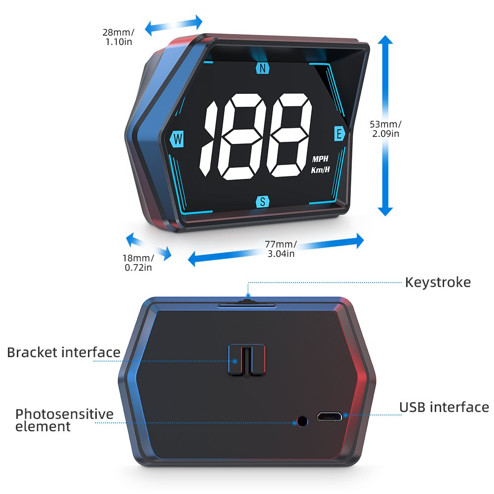 Universal Big Size Display GPS Gauge HUD G20 Speed Alarm Head up Displays USB Hud GPS Gauge Speedometer