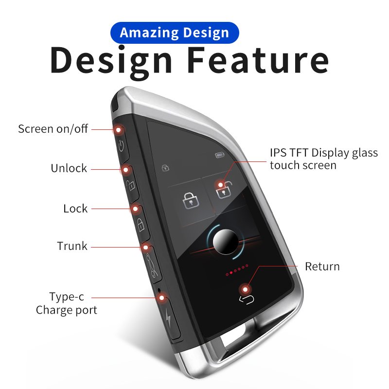 2023 Hot Selling OBD Digital Key Smart Remote Control Screen Touch Car Smart LCD Key for Aodi