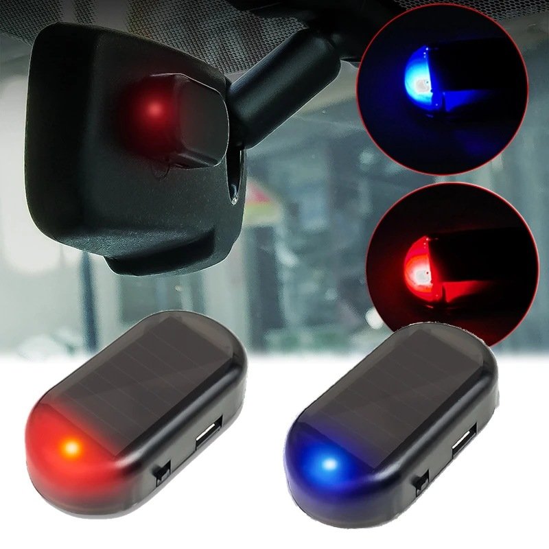 Car Fa-ke Security Light Solar Powered Simulated Dummy Alarm Wireless Warning Anti-Theft Caution Lamp LED Flashing Im-itation