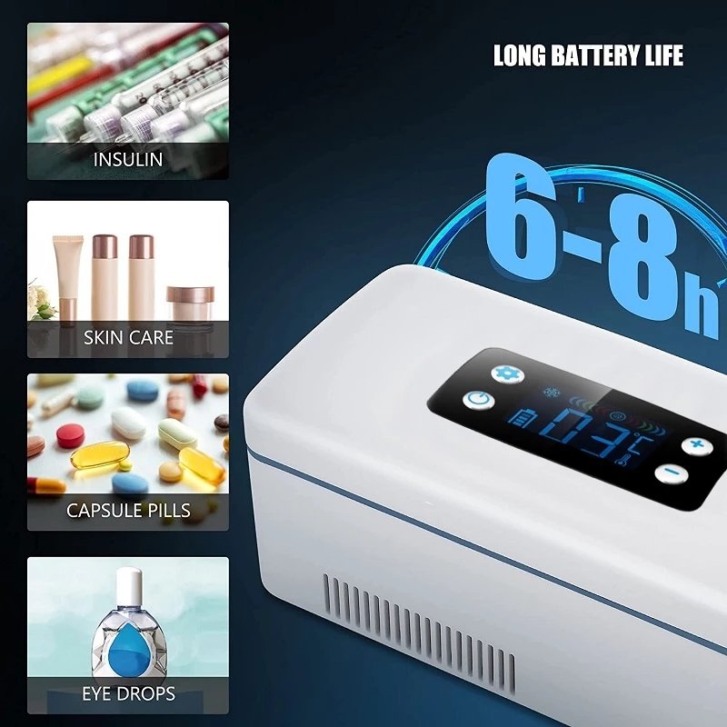 Overseas Stock Mini LCD Display Insulin Travel Case Cooler 7800mAh Portable Drug Reefer Constant Temperature Refrigerated Box