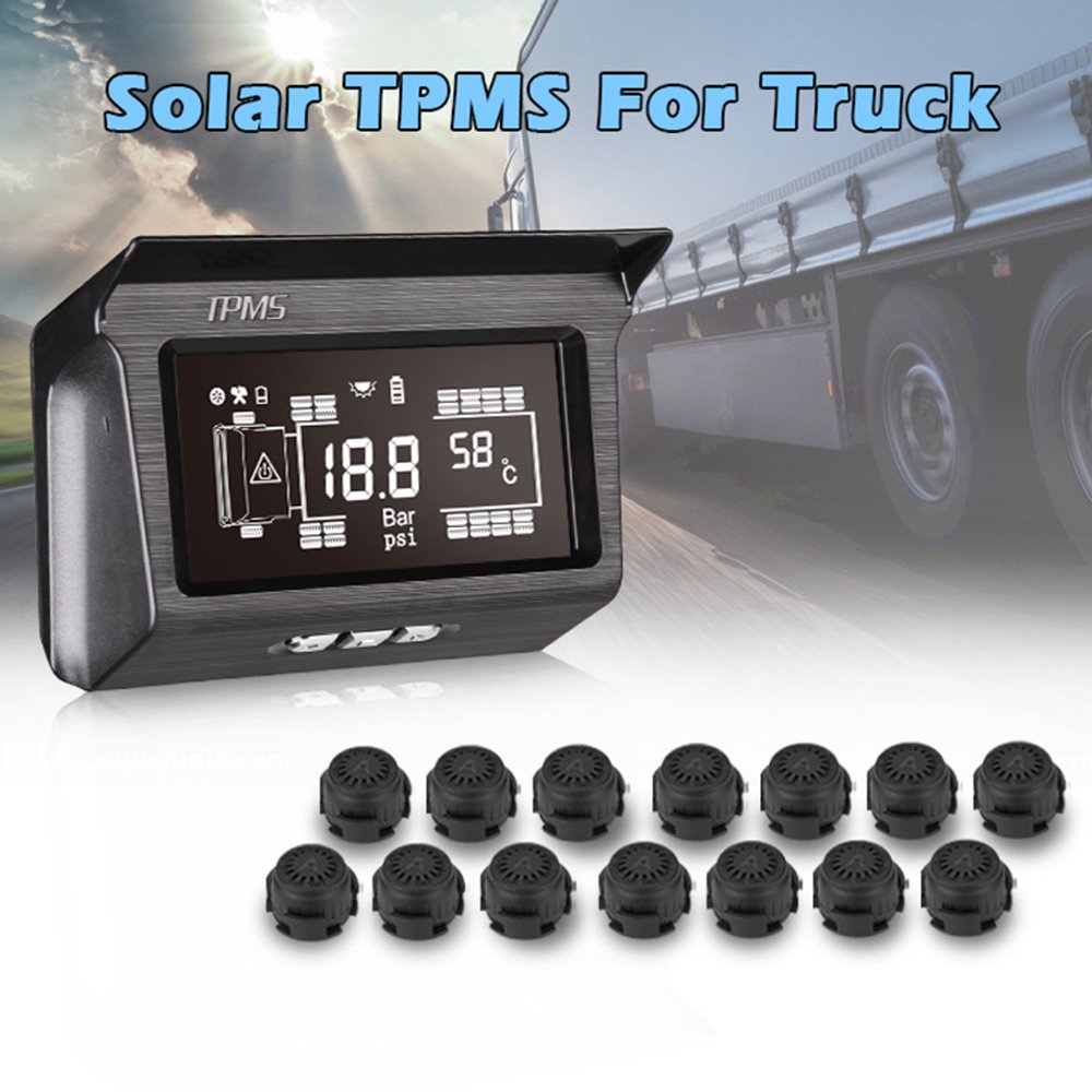 Automatic Wireless Digital Tpms Sensor Solar Tire Pressure 6 8 10 14 16 18 22 26 Wheels Tyre Monitor System Tpms for Truck Bus