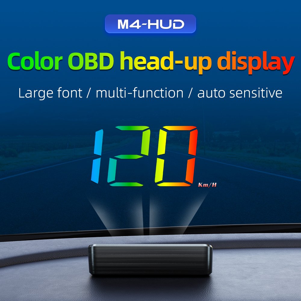 2025 Factory HUD M4 LED Head Display Cars Speed Water Temperature Display Speed Alarm OBD2 Hud Display for Car