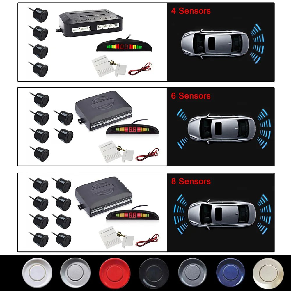 Parking Assistance Alarm System LED Digital Display Reversing 4/6/8 Sensors Radar Detector Parking Sensor System for Car Truck