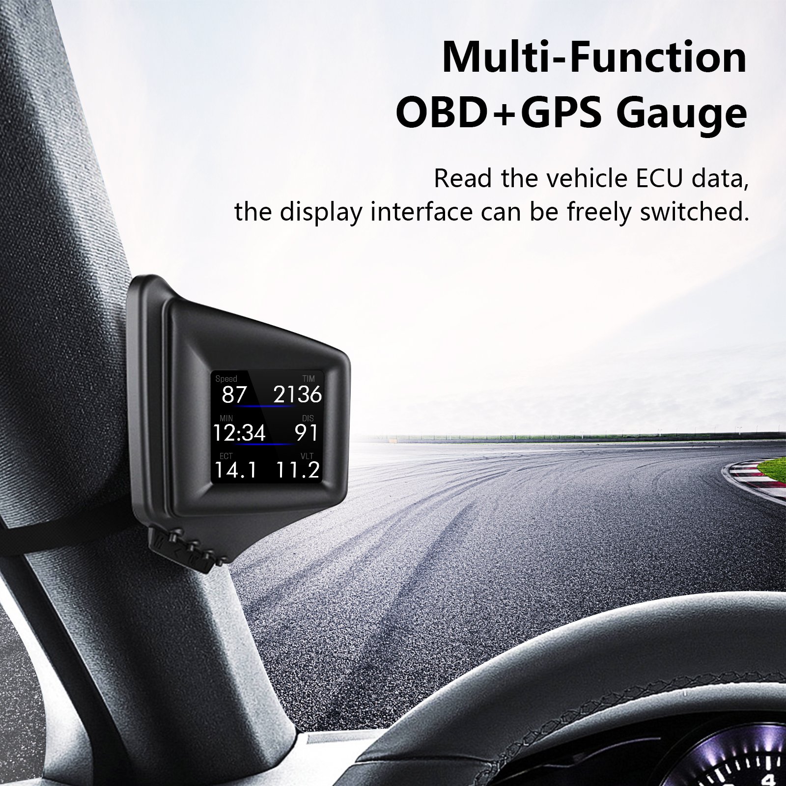 Hot Selling a Pillar Trim HUD P8 Car Smart Driving Computer Gauge OBD2 GPS Universal Head up Display