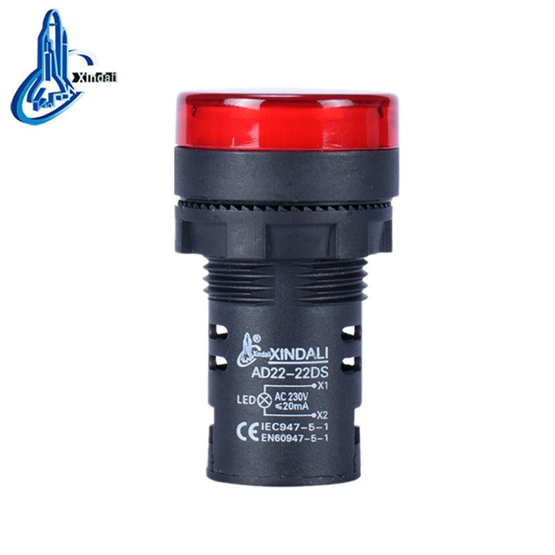 AD22-22DS New 22MM Panel Mount LED Power Electronic Indicator Pilot Signal Light Lamp 12V 24V 110V 220V 380V Red LED for CAR