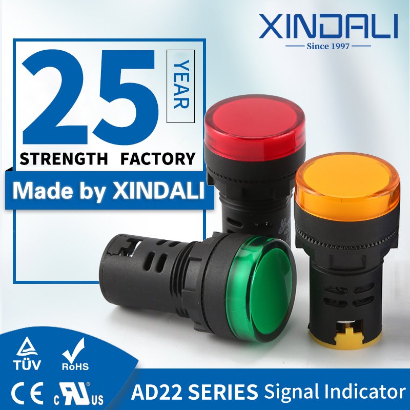 AD22-22DS New 22MM Panel Mount LED Power Electronic Indicator Pilot Signal Light Lamp 12V 24V 110V 220V 380V Red LED for CAR