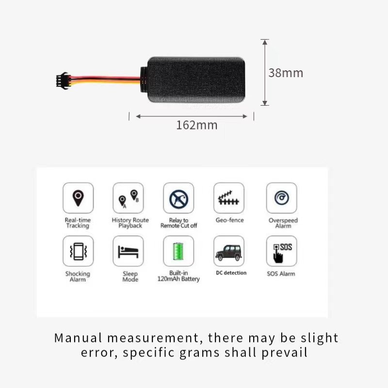 GPS Tracking System for Cars Motorcycles Dashboard Placement Remote Tracking 4G Engine Cut-Off PC Track View 1 Year Warranty