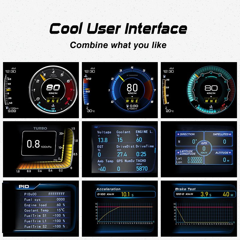 Wholesale Digital Car Speedometer Universal Navigation OBD+GPS Smart Gauge Display Automotive Hud Display for Car