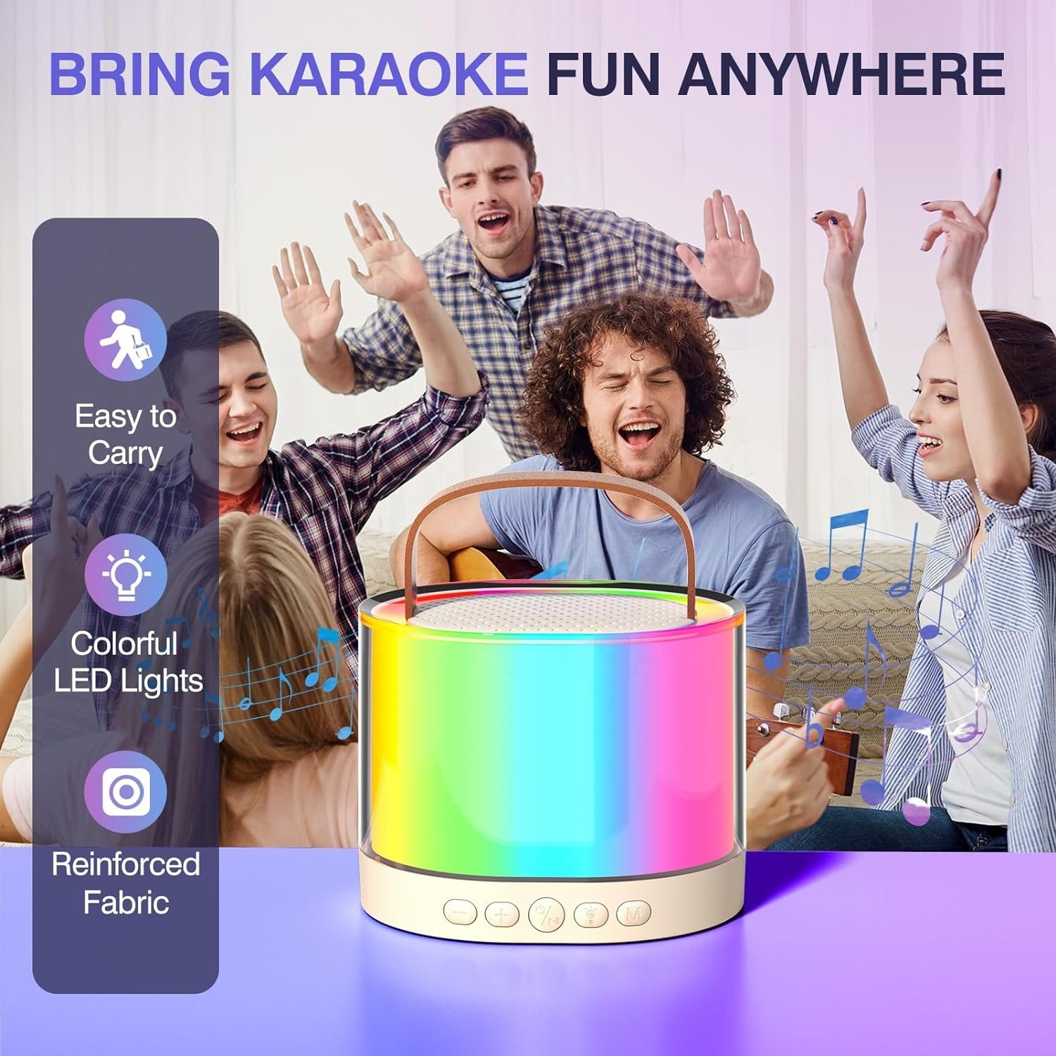 Factory Mini Portable Bluetooth Karaoke Speaker with 2 Wireless Mics RGB Light for Home Party Adults Birthday Gifts for Kids