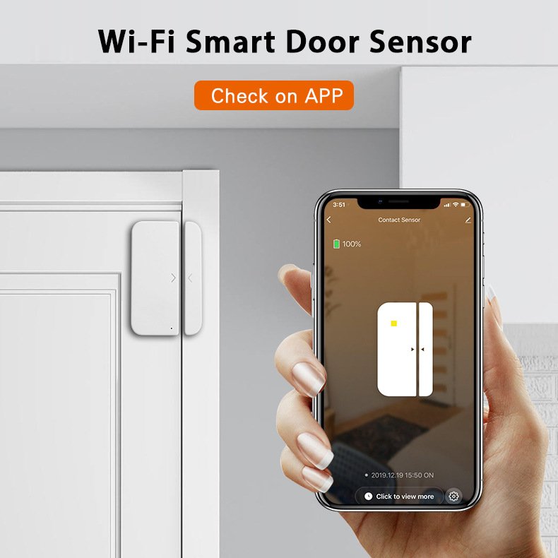 Tuya Smart WiFi Door Magnetic Voice Remote Control Wireless Door and Window Sensor Alarm Intelligent Linkage