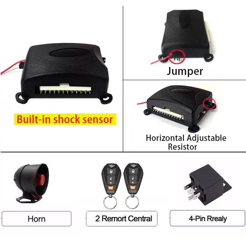 Smart Phone Control APP One Way Vehicle Security Car Alarm System with Built-in Shock Sensor Alarme Do Carro for South America