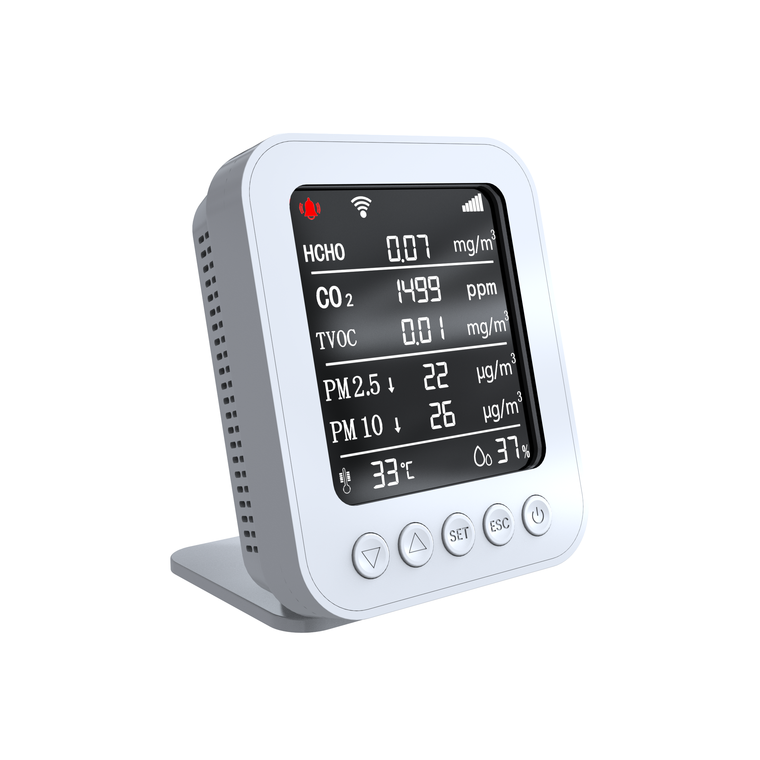 High Accuracy IAQ Gas Alarm Detector Formaldehyde CO2 Meter Temperature Humidity VOC Analyser NDIR Co2 Sensor Monitor