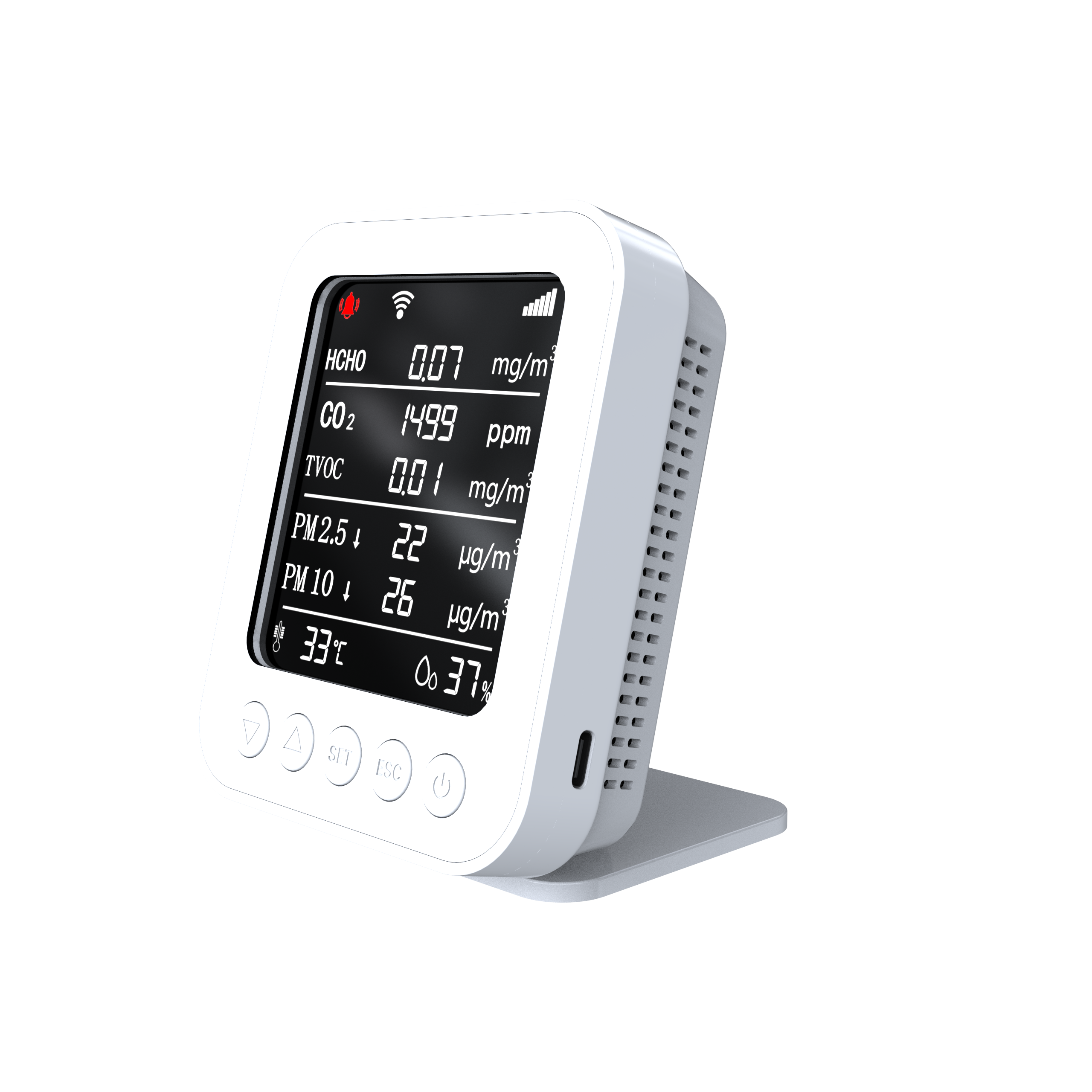 High Accuracy IAQ Gas Alarm Detector Formaldehyde CO2 Meter Temperature Humidity VOC Analyser NDIR Co2 Sensor Monitor