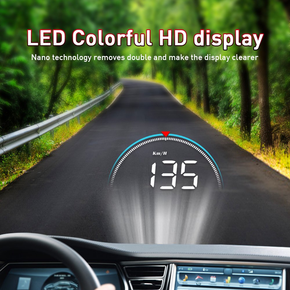 WiiYii 3.5"Inch M8 OBD2 HUD Windshield Head up Display Oil Temp Speed Voltage for Universal Cars