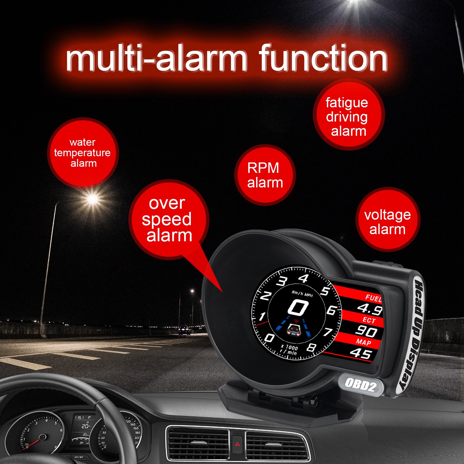 2023 Hot Selling OBD2 Gauge Auto Diagnostic Tool Cars F8 Car Head Tpms Display Water Temperature Car Alarms