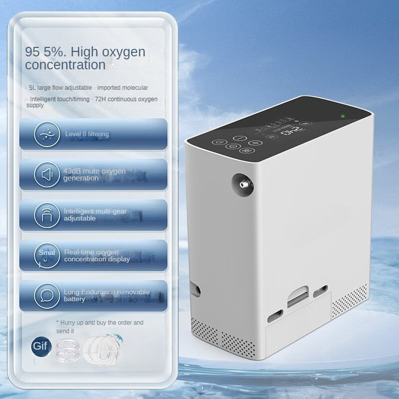 High-Tech Portable Oxygen Concentrator with 4L Battery for Car Outdoor Home Use PS4L by Medi-Core Motor Component