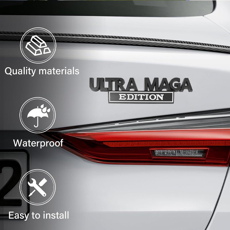 Classic Personality Labels Decoration Car Badges Ultra MAGA Edition Emblems Embossed Custom 3D Raised Full Metal Car Stickers