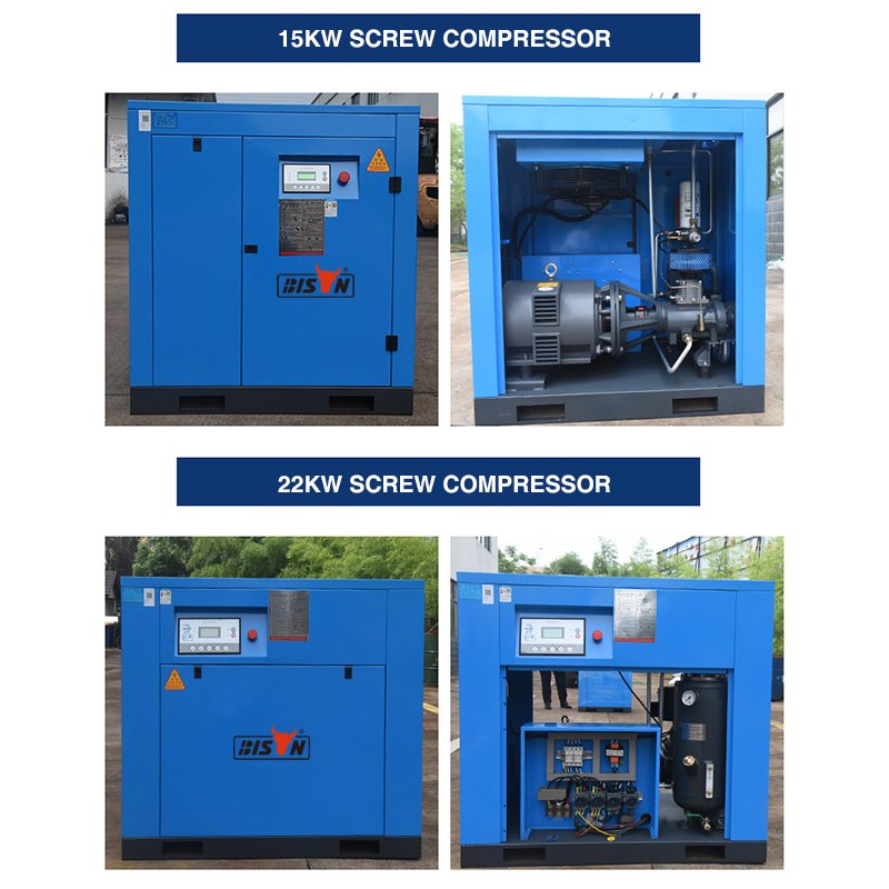 BISON New Integrated tank Mounted 18.5kw 25hp 7bar 8bar 10bar 3 Phase Single Stage Screw air Compressor with ISO Certificate