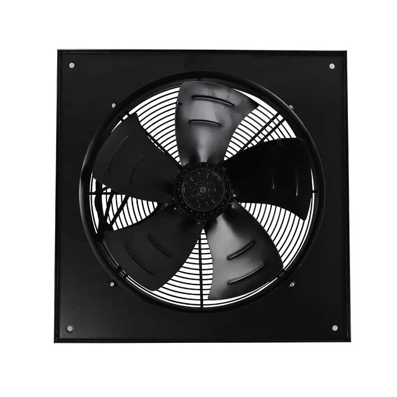 220V High Speed Square Axial Flow Exhaust Fan Black 12 In 2800rpm With Double Mesh Cover For HVAC Systems