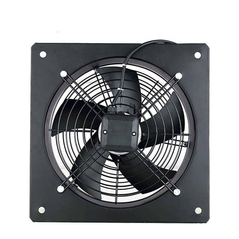 220V High Speed Square Axial Flow Exhaust Fan Black 12 In 2800rpm With Double Mesh Cover For HVAC Systems
